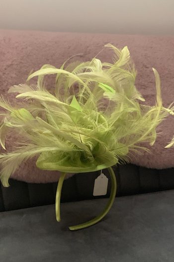 Gorgeous feather hatinator in lime/pale green