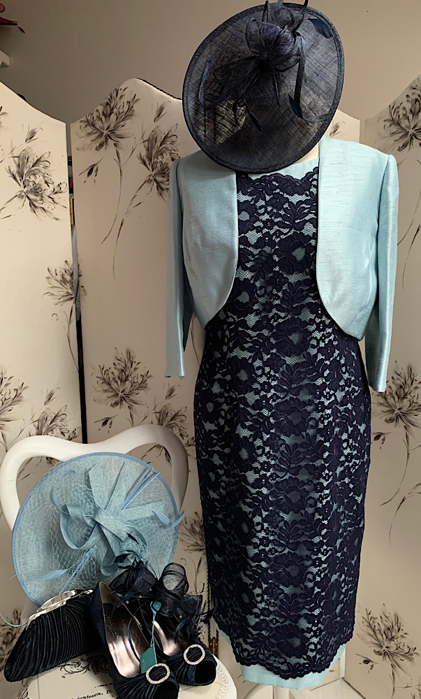 Jacques Vert Outfit in Navy and Powder Blue Size 14 - Esme Rose ...