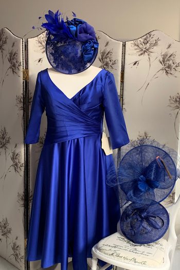 Gorgeous Cobalt Blue Special Occasion Dress Size 14 BNWT Matching Hatinator Available
