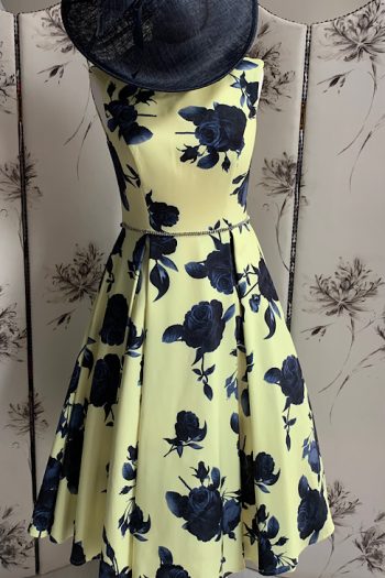 Stunning Veromia Occasions Dress- This Seasons Design - Lemon/Navy Sz 10 BNWT