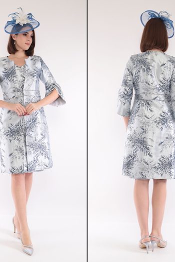 Gorgeous LIZABELLA Dress & Long Jacket -Silver/Navy- This Seasons Design- Size24- BNWT